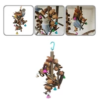 natural wood safe bird parrot cage foraging toy pet toy bird toy with bell pet supplies