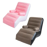 Inflatable Chaise Lounges Folding Lazy Floor Chair Sofa Lounger Bed with Armrests S-Shaped Sofa Home Outdoor Leisure Sofa Chair