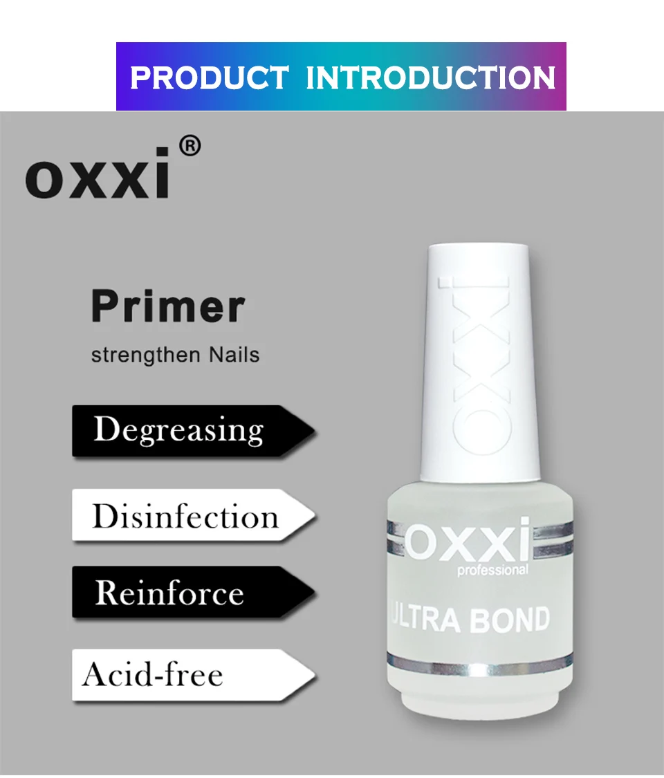 Oxxi 15 мл без кислоты праймер для ногтей осушитель Гибридный лак Перманентный лак для ногтей обезжиривающий базовый слой маникюрный набор геля