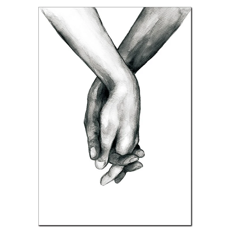 

Wall Decor Black and White Wall Art Love Holding Hand Canvas Painting Pictures Nordic Posters And Prints Living Room Home Decor