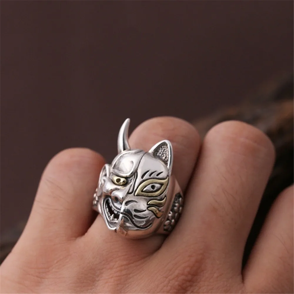 EVBEA Hannya Fox японское мифологическое Кольцо Подарочная бижутерия большие регулируемые байкерские кольца с мотоциклом мужские и Мальчики Ювелирные изделия