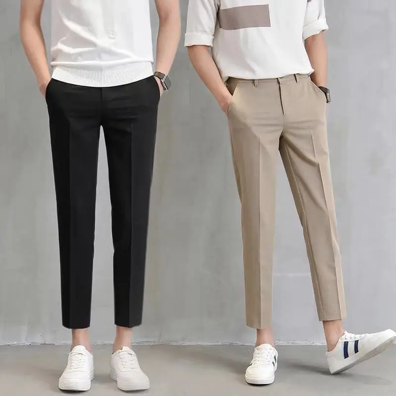Ботильоны-Длина с льняными штанами Для мужчин Slim Fit Брюки Повседневное брюки