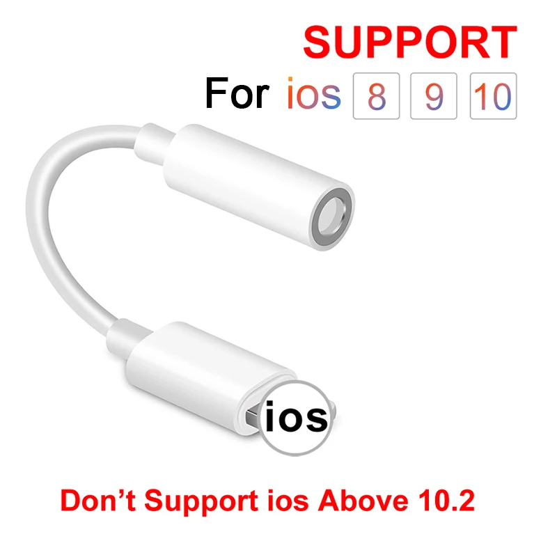 ios 10 AUX адаптер для Lightning до 3,5 мм переходники Кабель для подключения наушников IOS 11 12 адаптер для наушников для iPhone 7 8 X - Color: ios 10