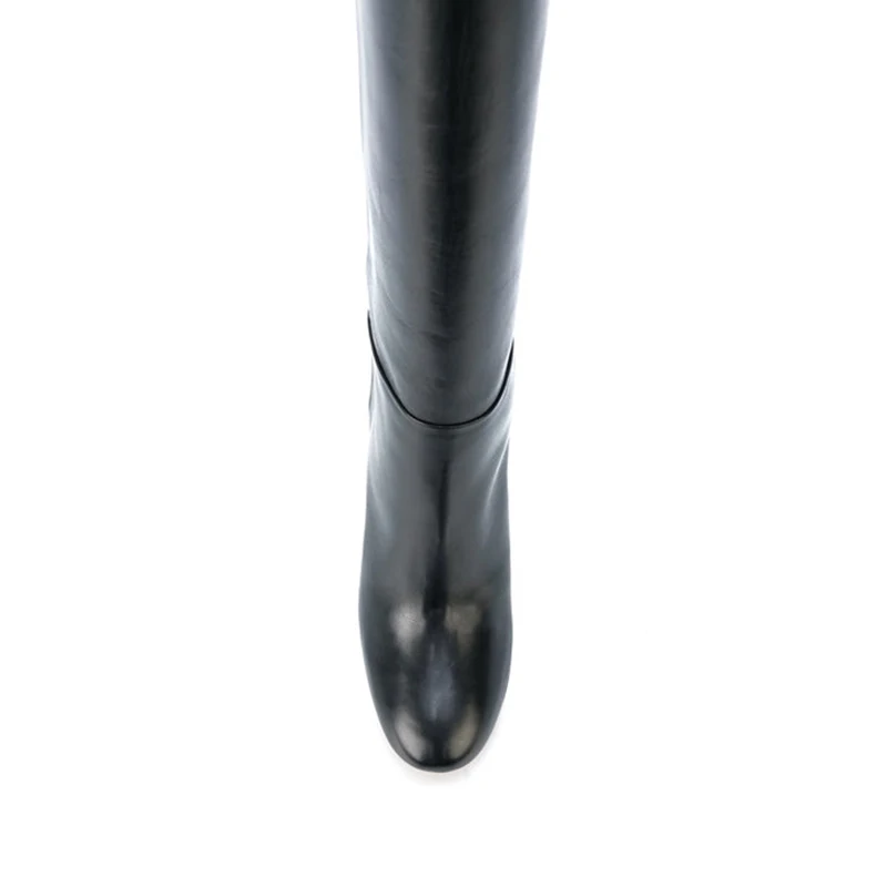 Женские сапоги до колена на блочном каблуке с круглым носком|Сапоги колена| |