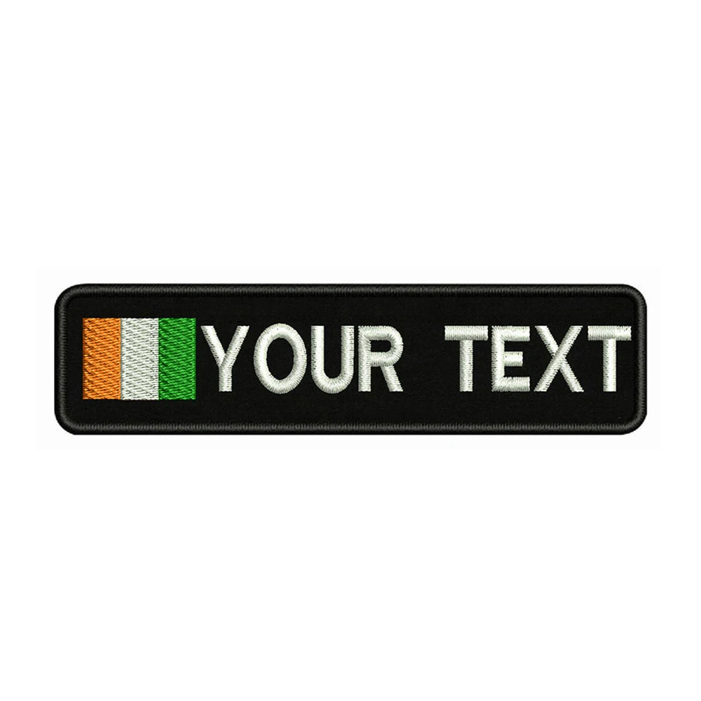 

Cote d'Ivoire flag 10X2.5cm Embroidery Custom Name Text Patch Stripes badge Iron On Or Velcro Backing Patches For Clothes