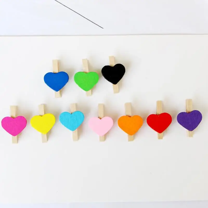 50 шт./лот деревянные зажимы в форме сердца для фотографий бумаги прищепки одежды