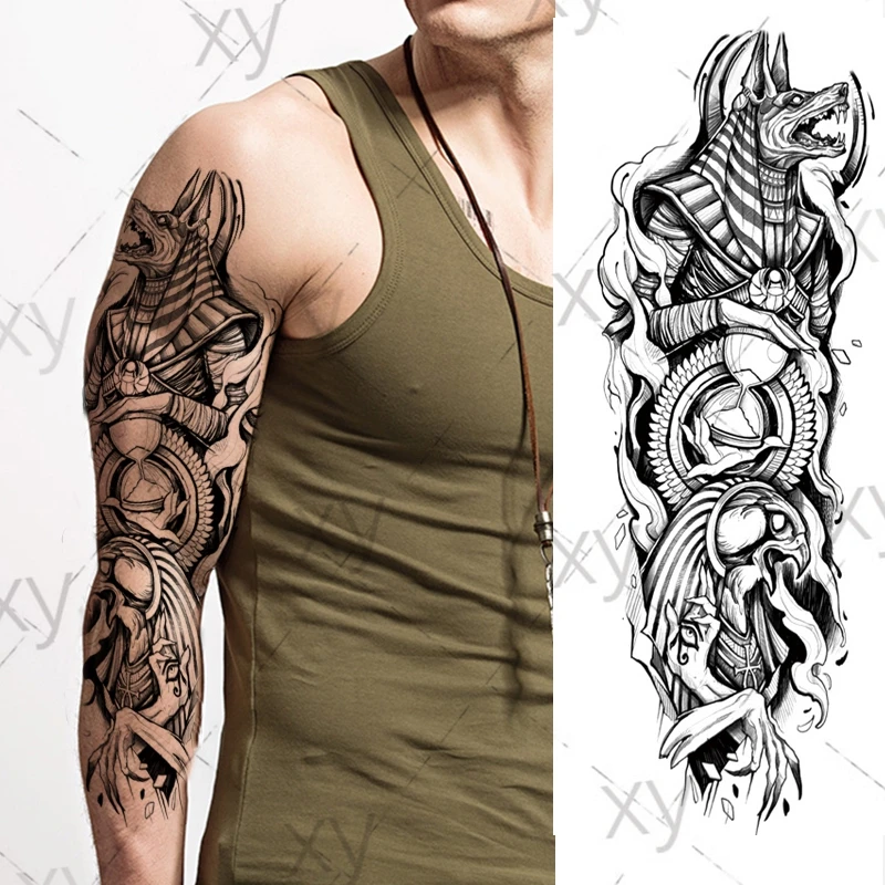 Индийский Греческий миф Бог волк Орел временная татуировка рукав для мужчин
