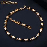 cwwzircons 2022 new fashion ladies 585 gold jewelry elegant black cz tennis bracelets for women accessories cb208