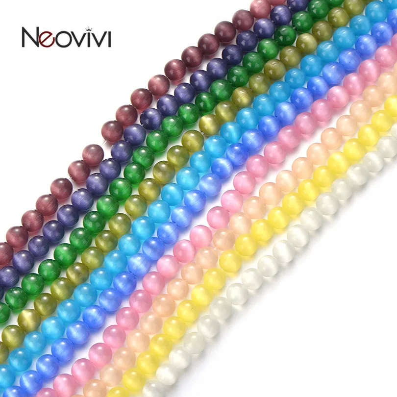 Neovivi круглые бусины из натурального камня кошачий глаз для изготовления