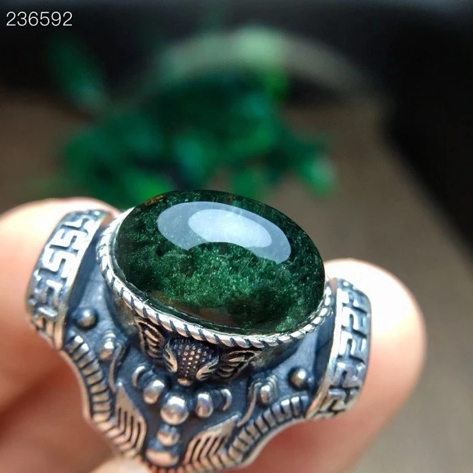 Натуральный зеленый фантомный Кварцевый Кристалл Регулируемые кольца для