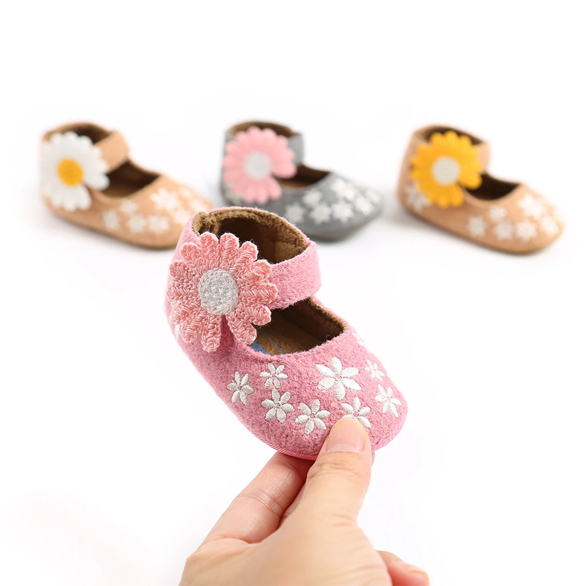 

Baby Girls Mary Jane Flats Soft Sole Lovely Soft Infant Slippers Embroidery Princess Dress Shoes Sunflower 0-18M Gift