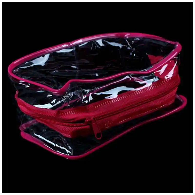 Прозрачная дорожная косметичка из ПВХ цвет розово красный S|Косметички| |
