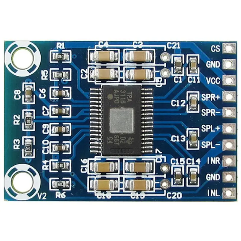 

TPA3116D2 мини плата цифрового усилителя мощности аудио стерео, двухканальный 50 Вт Класс D DC 12-24 В лампа