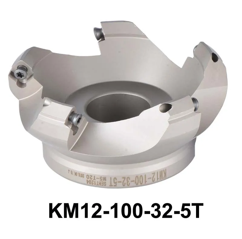 KM12-100-32-5T Плиты фреза KM12 50 мм 63 мм 80 мм 100 мм фрезерные инструменты с ЧПУ для вставок SEKT1204 и SEHT1204 - Длина режущей кромки: KM12-100-32-5T