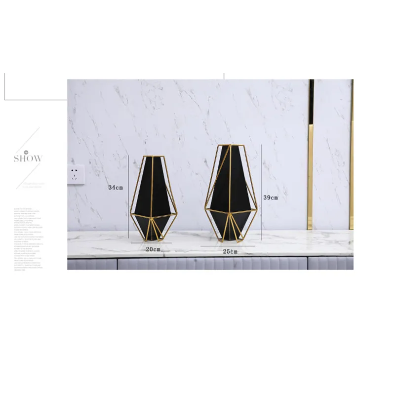 

Nordic Style Creative Design Vase Decoration Living Room Study Inserting Dried Flowers Desktop Counter Decorations Metal Craft