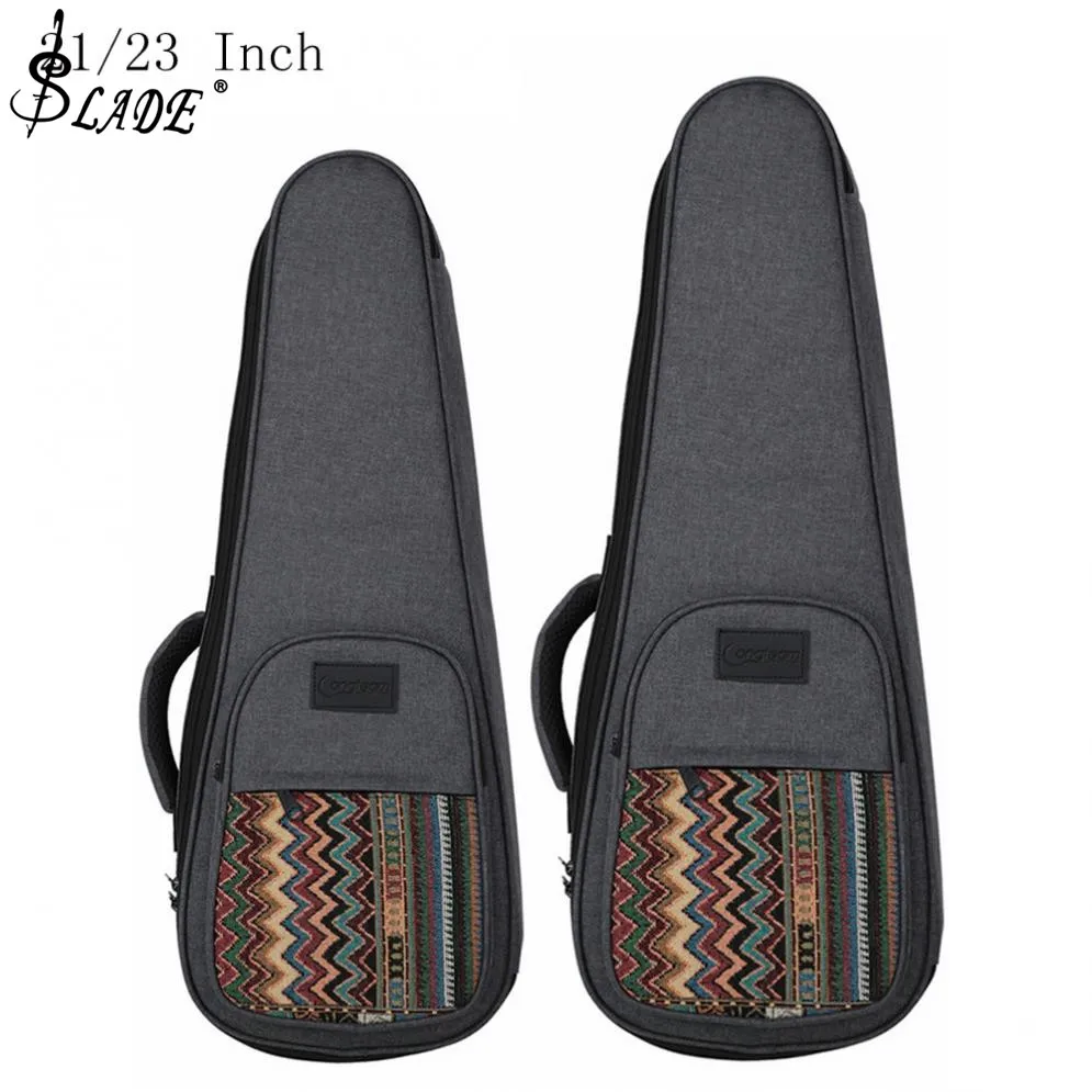 21/23 Inch Ukulele Bag Bohemian Style Knitted Backpack Case 10mm Cotton Padding Adjustable Shoulder Strap
