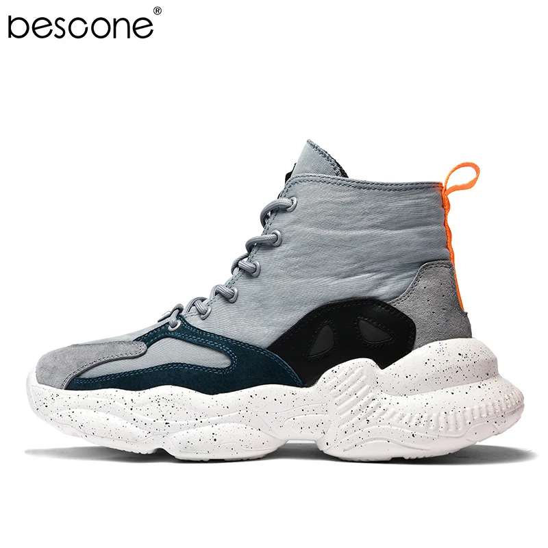 BESCONE/Новинка мужские высокие кроссовки Уличная обувь на шнуровке сезон