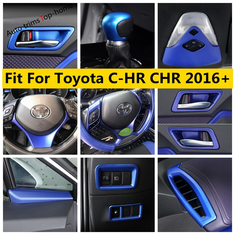 

Blue Accessories Handle Bowl Steering Wheel Frame Air AC Vent Head Light Cover Trim For Toyota C-HR CHR 2016 - 2022 Interior Kit