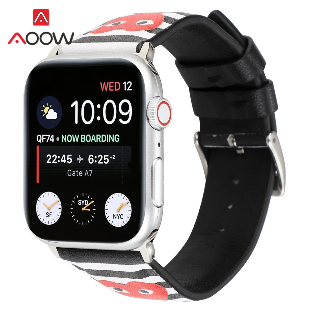 Кожаный ремешок для часов с камуфляжной печатью для Apple Watch, 40 мм, 44 мм, 38 мм, 42 мм, браслет с сердечками для мужчин и женщин, ремешок для iWatch 1, 2, 3, 4