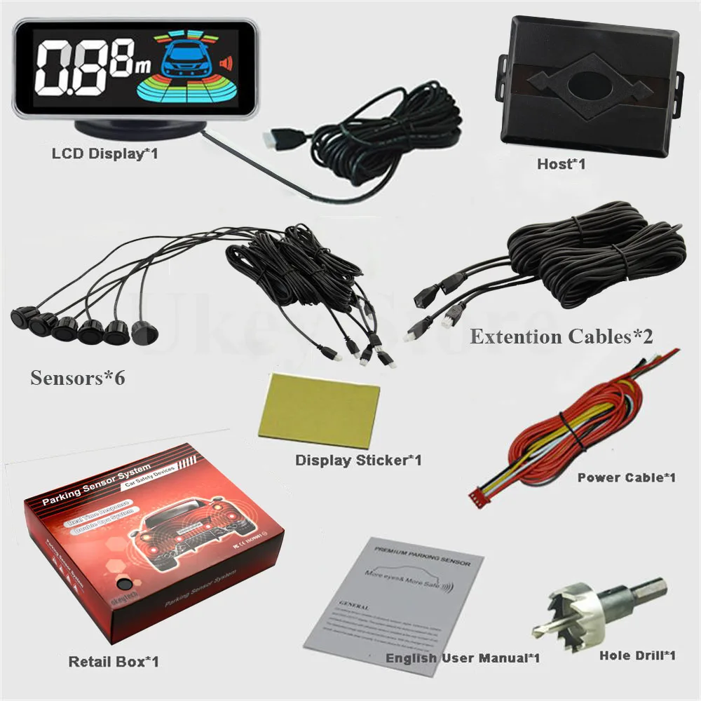 Автомобильный парктроник OkeyTech парковочный радар с 6 датчиками светодиодный