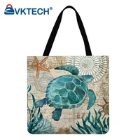 sea turtle printed shoulder shopping bag casual ladies large capacity tote handbags