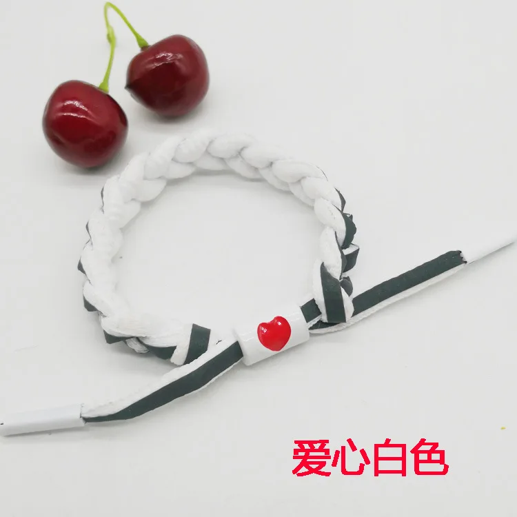 love White Новая атмосфера маленький лев браслет голографическое отражение ручной тканый кружевной браслет любовь пара веревка - Окраска металла: love White