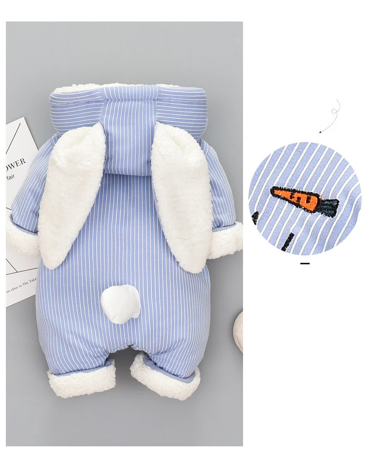 

Thick Warm Infant Romper Newborn Baby Boy Girl Plush Velvet Jumpsuit Hooded Kid Toddler Outerwear Baby Rompers Winter TZ454