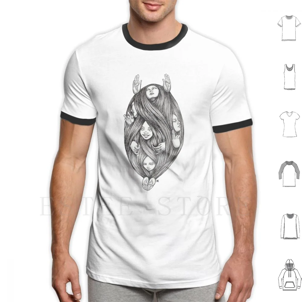 Футболка с принтом Te To Kami No Ke хлопковая манга ужас аниме страшные руки из волос