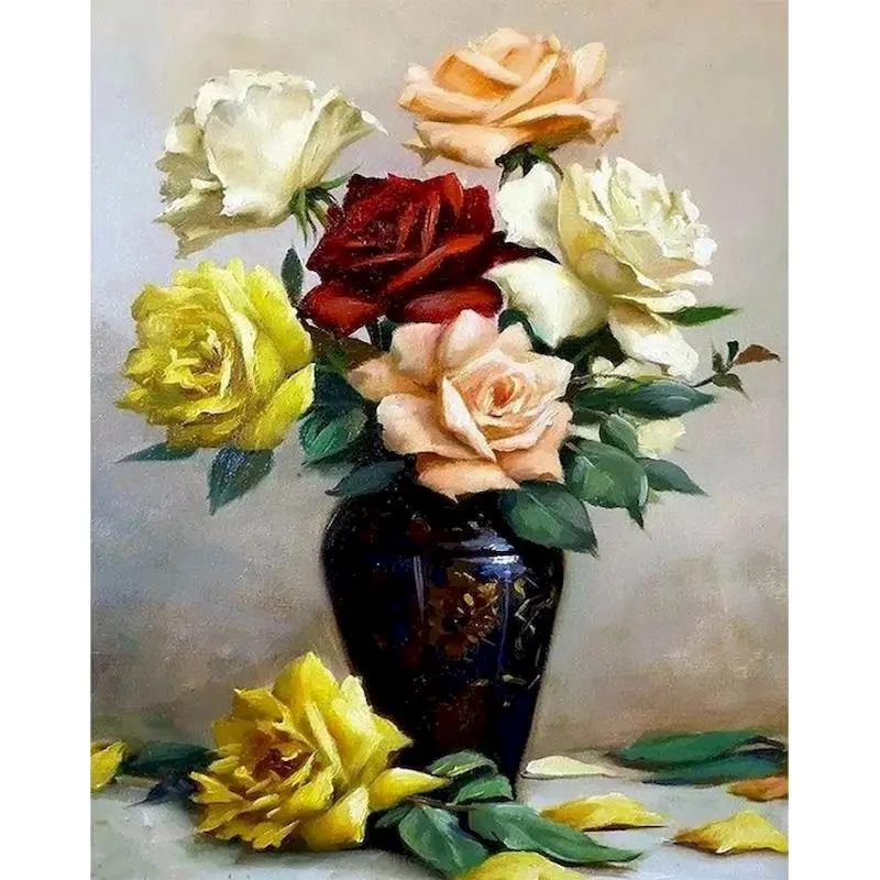 

60x75cm Coloring By Numbers Flowers DIY Painting By Numbers On Canvas Frameless Digital Hand Painting Home Decor