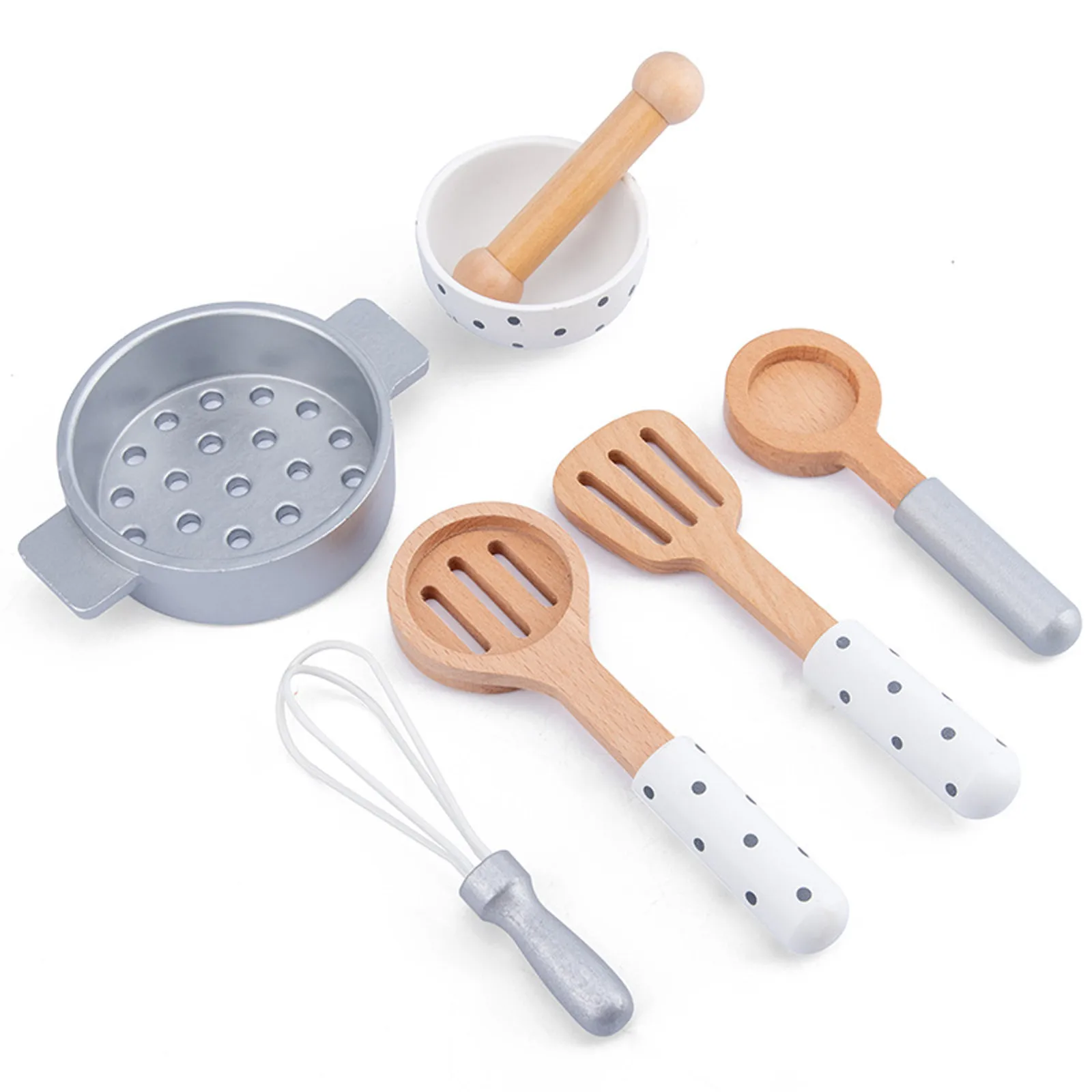 

Children Kitchen Wooden Playset Toys,Kitchen Utensils Set Cookware set Development Interest Toys Kawaii Dollhouse Decorative