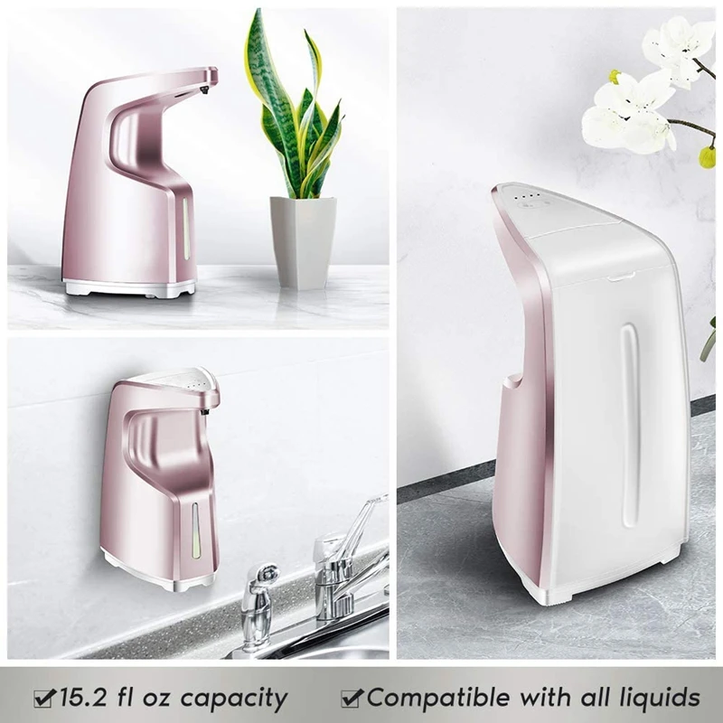 

Pressless Soap Dispenser,Automatic Adjustable Hand Cleaner Dispenser Liquid Soap Machine for Kitchen,Bathroo Rose Gold