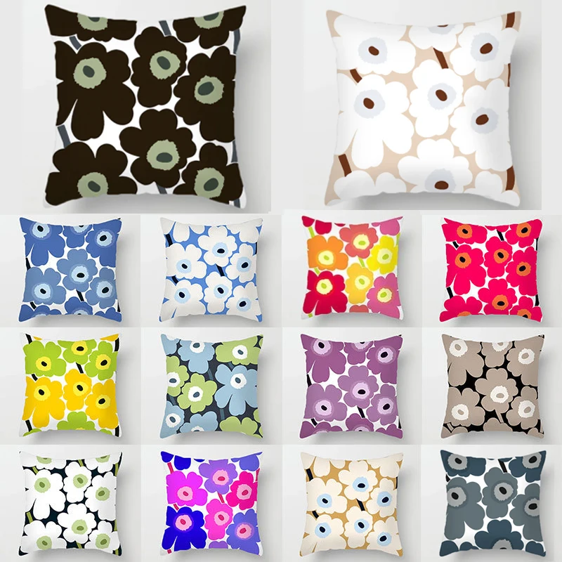 

45X45cm Plant Series Cushion Cover Decorative Polyester Flower Print Throw Pillow Cover Square Living Room Pillowcase Home Decor
