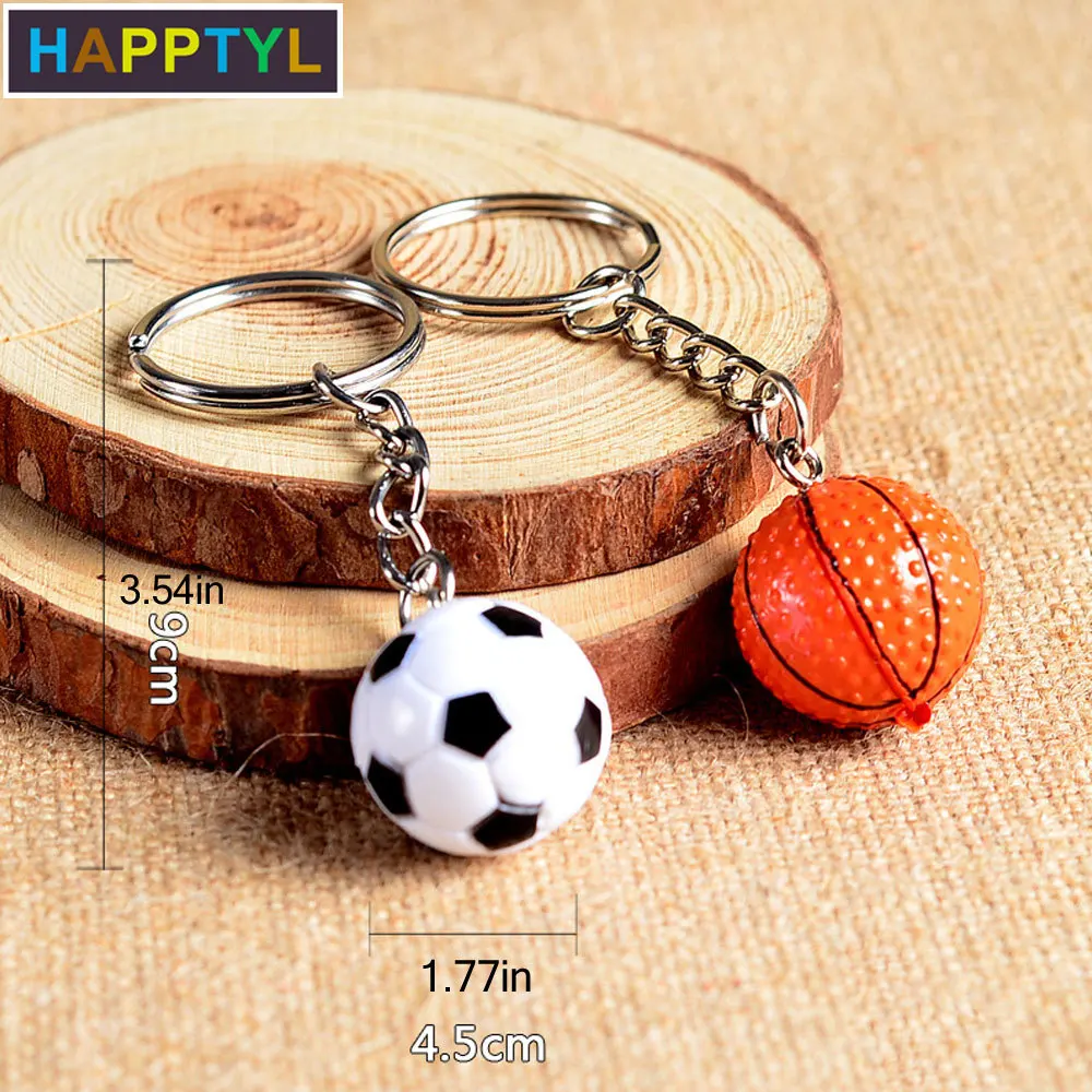 HAPPTYL 1 шт 3D Вращающийся брелок для ключей Баскетбол/Футбол/брелок гольф Кольца