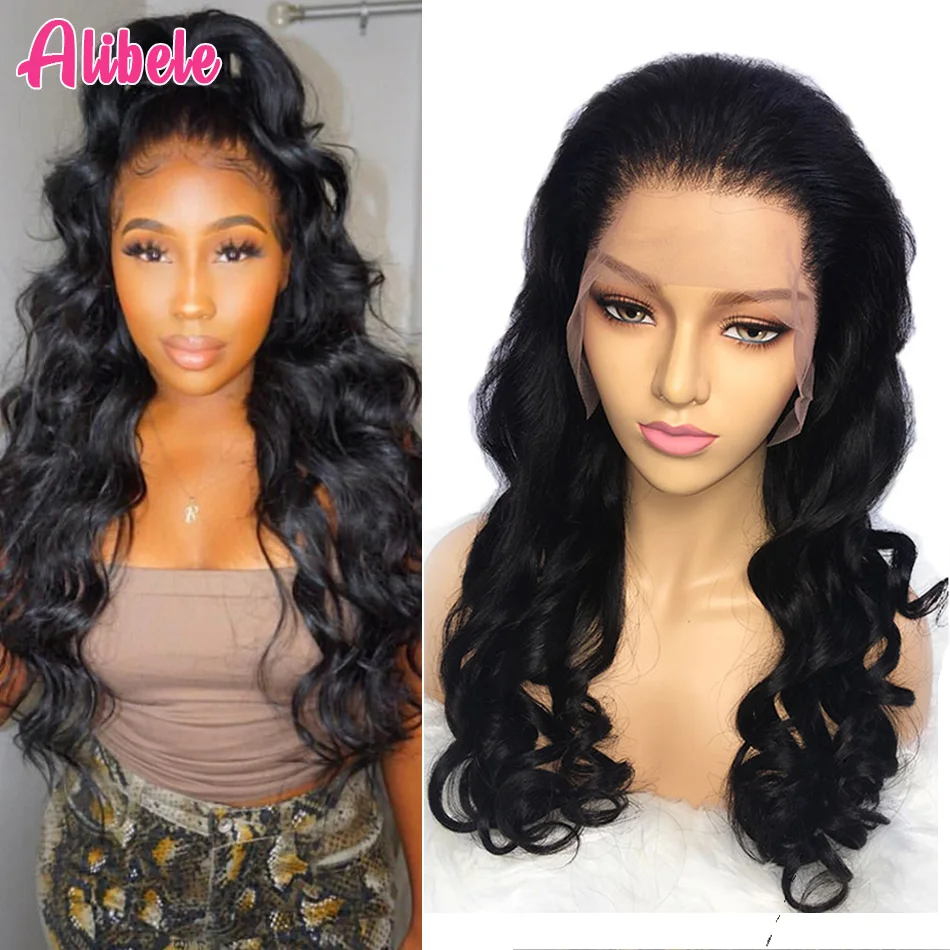 Alibele перуанские свободные волнистые кружевные передние парики 13х4