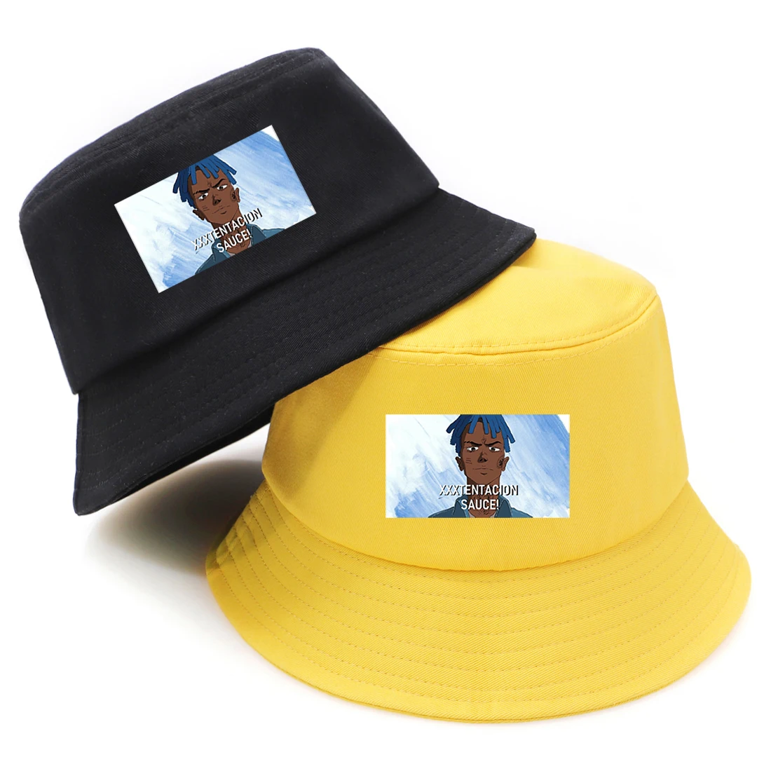 

XXXTENTACION Rest In Peace Print Panama Bucket Hats Summer Outdoor Sunscreen Fisheman's Cap Woman Man Casual Foldable Bucket Cap