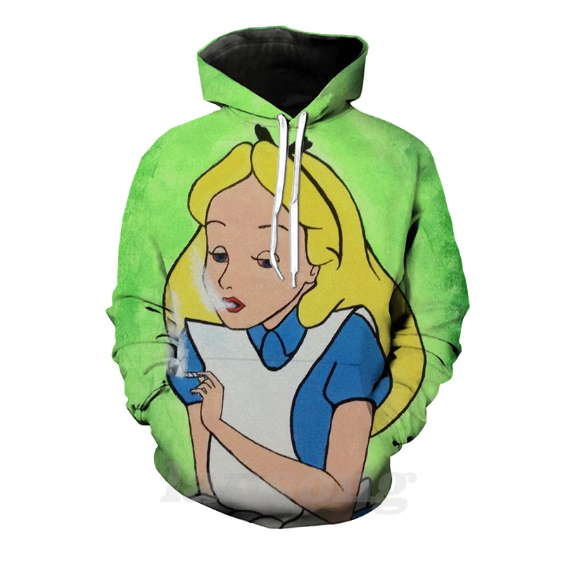 Алиса в стране чудес 3d графический принт футболки стиле панк Для мужчин Harajuku Funnyt