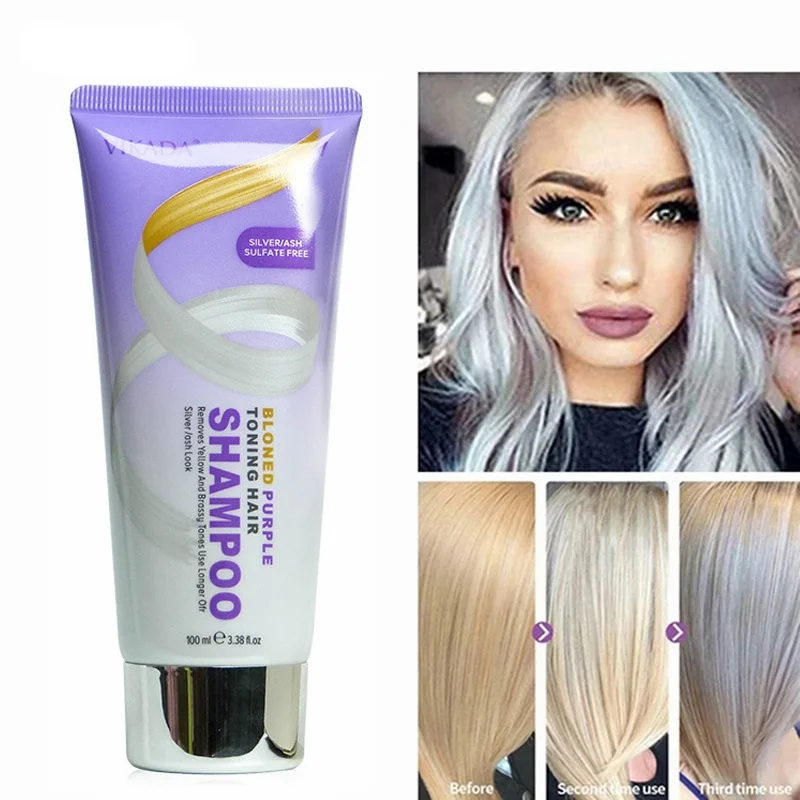 

100ml Blonde Purple Hair Bleaching Shampoo Protect Brighten Hair Color Eliminate Yellow Tone Brassiness Increase Shine Hair Care