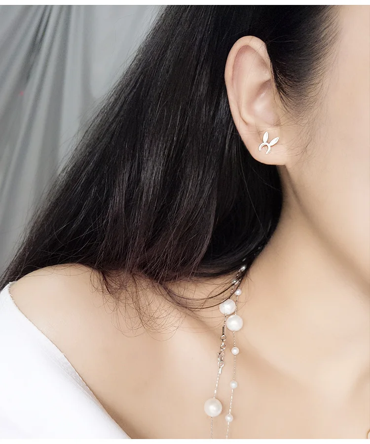 

Drop Shipping 925 Sterling Silver Rabbit Stud Earrings For Women Gifts For Girls Prevent allergy Sterling-silver-jewelry