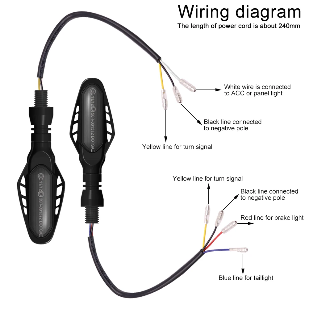 

12V Motorcycle Turn Signal Light Flowing LED Indicators Tail Light Dune Buggy Brake Light