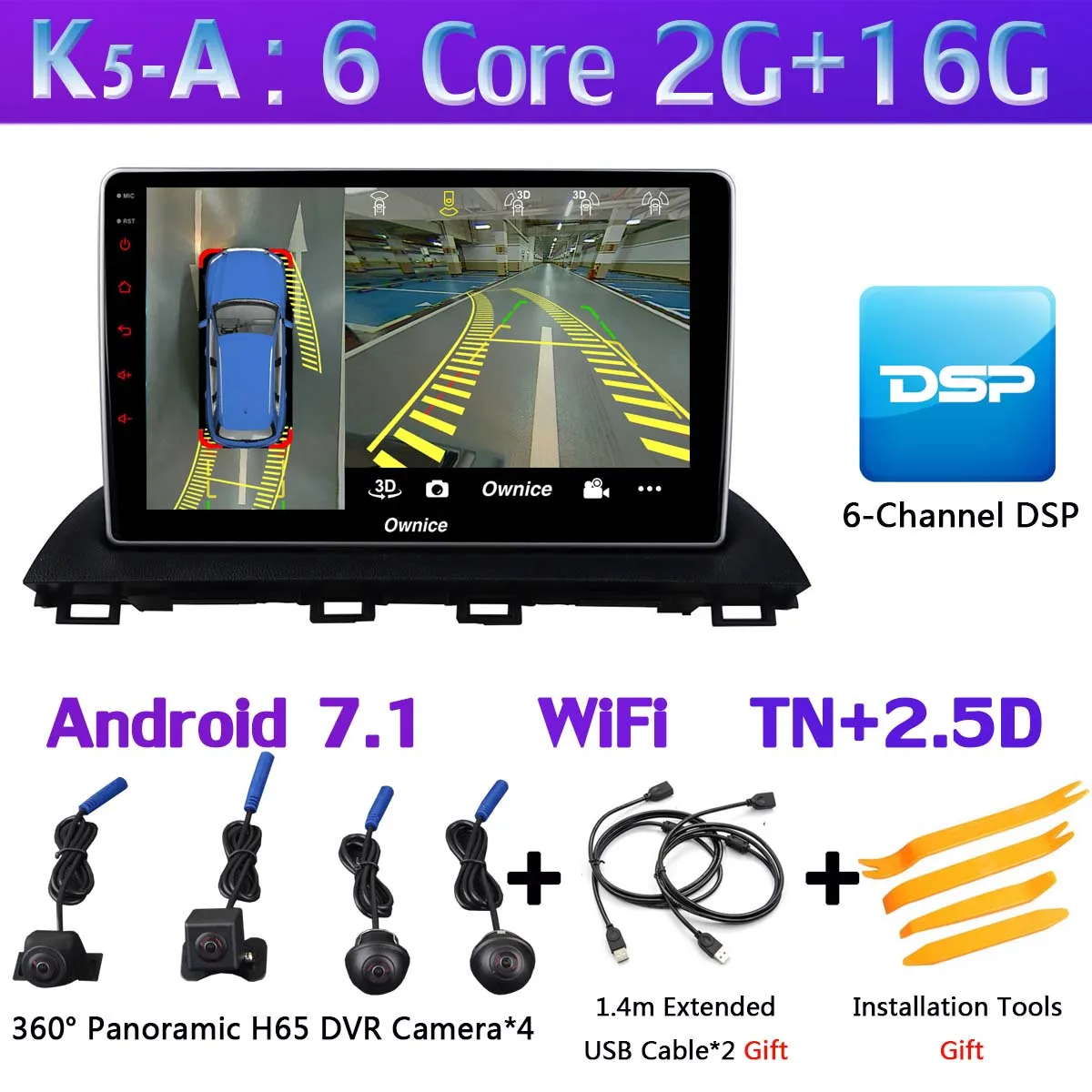 K5-A 10," 1 Din 360 ° панорамный автомобильный dvd-плеер на основе Android для Mazda 3 Mazda 3 Axela Автомобильный gps Радио DSP CarPlay 4G LTE - Цвет: K5-A