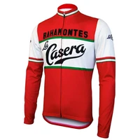 2022 mens retro red cycling long sleeve jersey bike wear