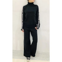 women wear cashmere suit 2022 new cashmere two piece high neck pullover sweater and straight leg pants 2 piece thermal suit