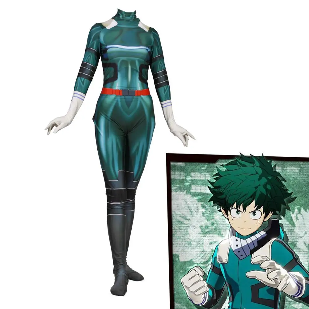 

Unisex Lycra Spandex Zentai Halloween My Hero Academia deku Cosplay Costumes Adult/Kids 3D Style