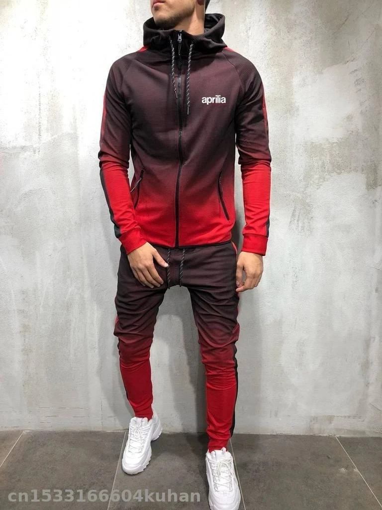 Мужской спортивный костюм для мотокросса черный из двух предметов: куртка и