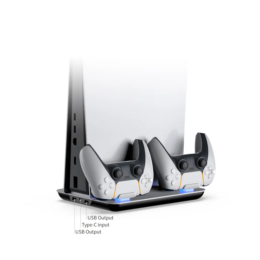 

For PlayStation5 Console Multifunctional With Cooling Fan Base Bracket PS5 Game Controller Dual Charging With Blue Light