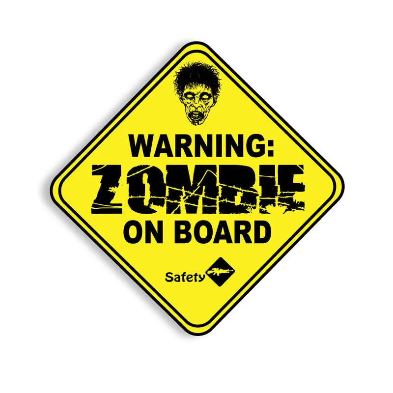 

Creative ZOMBIE on Board Funny Warning Car Sticker Funny Window Bumper Motorcycle Laptop Trunk Decal Accessories KK15*15cm