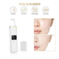 lcd screen facial skin scrubber ultrasonic ion pore deep peeling cleaner exfoliation grease blackhead extractor lifting device