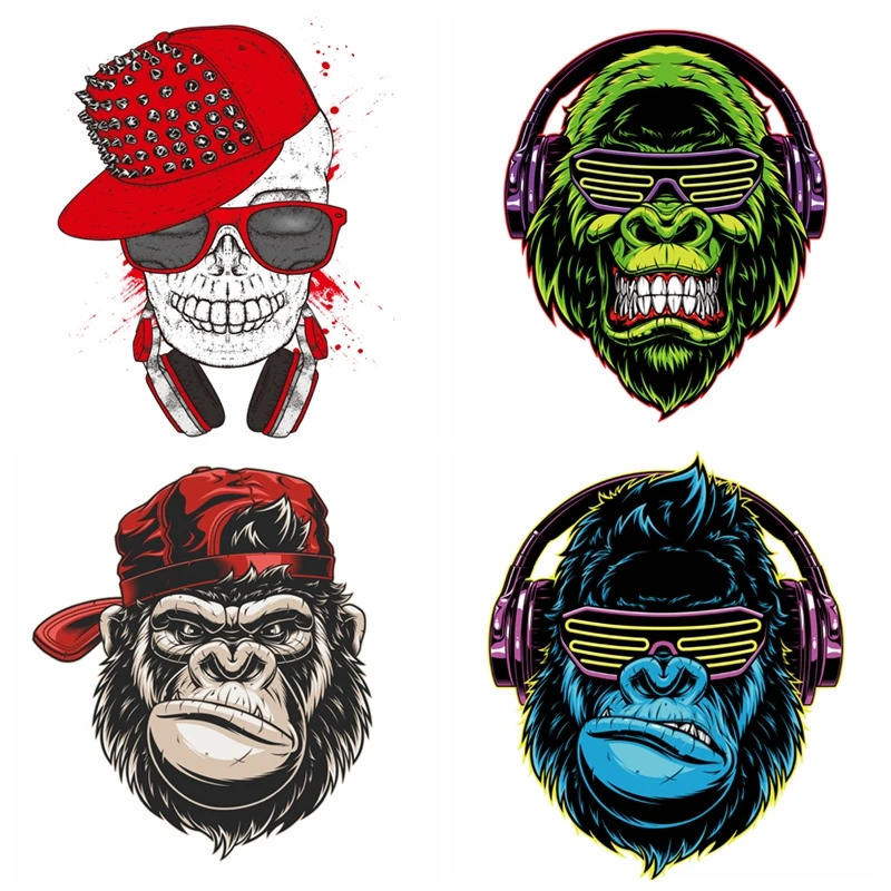 Iron On Transfers Punk Hippie Heat PVC Patch For Clothing DIY SkullThermal Transfer Vinyl Ironing Stickers Decor | Дом и сад