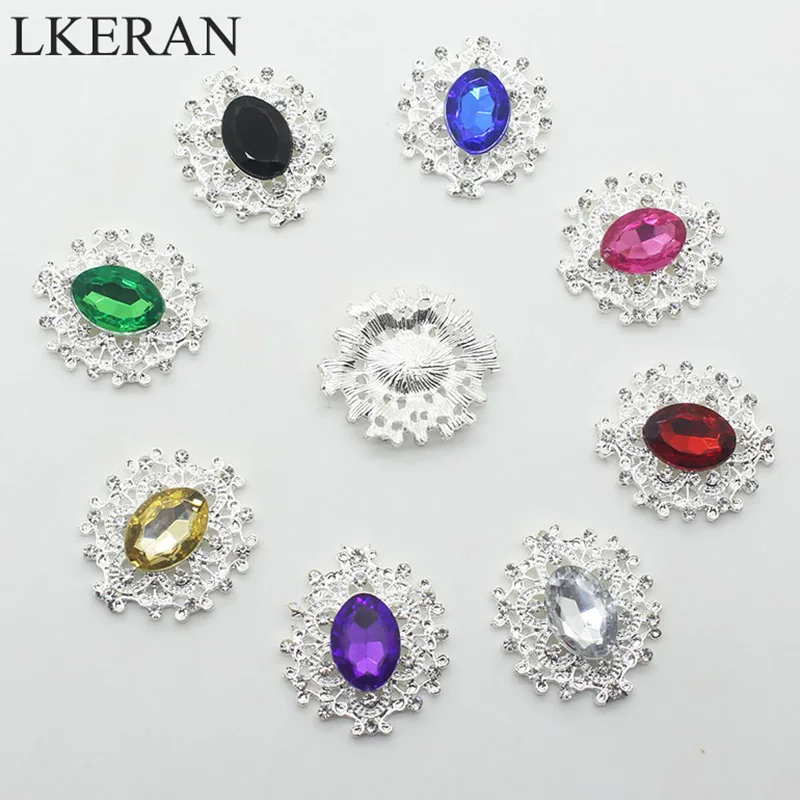 10 шт./лот маленькие 24*28 мм стразы из серебряного сплава декоративные пуговицы