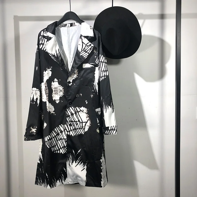 

Тренчкот seak мужской в готическом стиле, ветровка, длинная куртка, черная верхняя одежда, размеры XL, весна